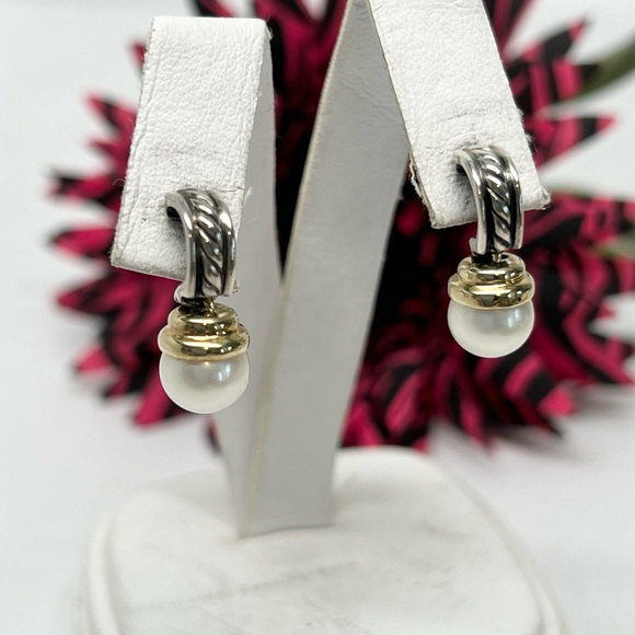 David Yurman Jewelry - David Yurman Pearl Dangle Drop Earrings .925/14K Gold